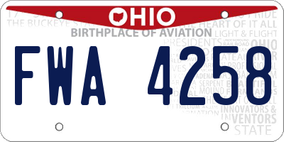 OH license plate FWA4258