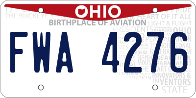 OH license plate FWA4276