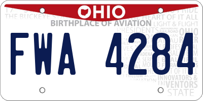 OH license plate FWA4284
