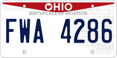 OH license plate FWA4286