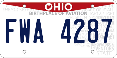 OH license plate FWA4287