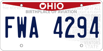 OH license plate FWA4294