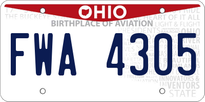 OH license plate FWA4305