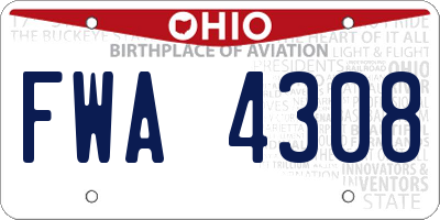 OH license plate FWA4308