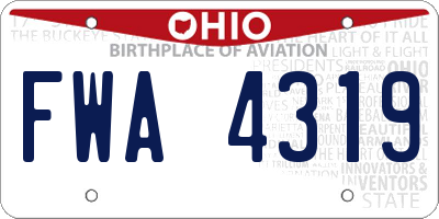 OH license plate FWA4319