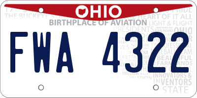 OH license plate FWA4322