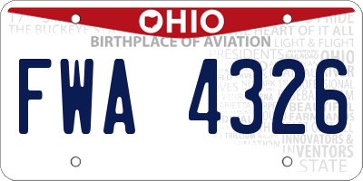 OH license plate FWA4326