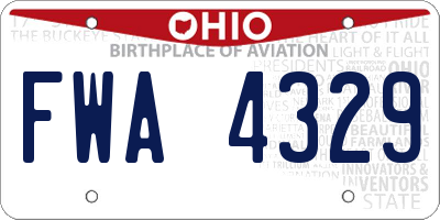 OH license plate FWA4329