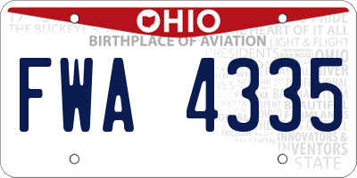 OH license plate FWA4335