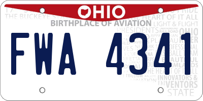 OH license plate FWA4341