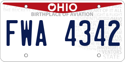 OH license plate FWA4342