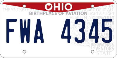 OH license plate FWA4345