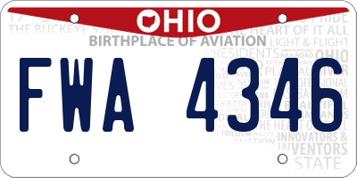 OH license plate FWA4346