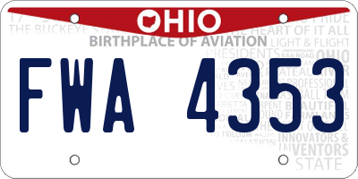 OH license plate FWA4353