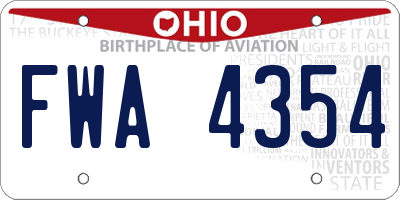 OH license plate FWA4354