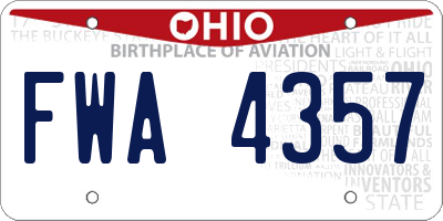 OH license plate FWA4357