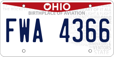 OH license plate FWA4366