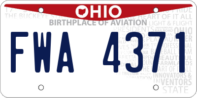 OH license plate FWA4371