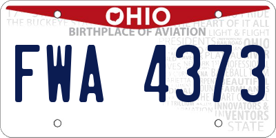 OH license plate FWA4373