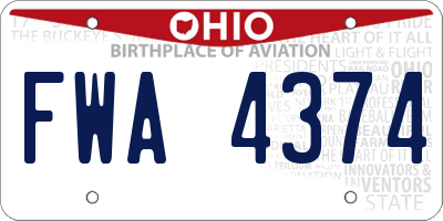 OH license plate FWA4374