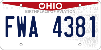 OH license plate FWA4381