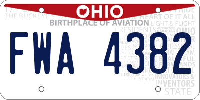 OH license plate FWA4382