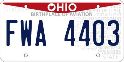 OH license plate FWA4403