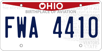 OH license plate FWA4410