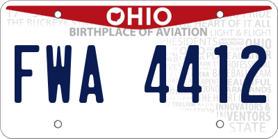 OH license plate FWA4412