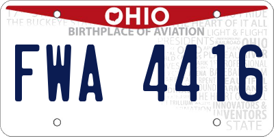 OH license plate FWA4416