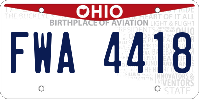 OH license plate FWA4418