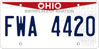 OH license plate FWA4420