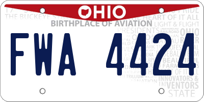 OH license plate FWA4424