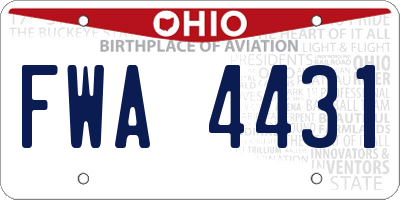 OH license plate FWA4431