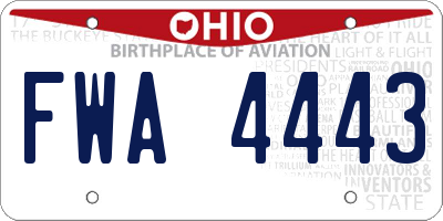 OH license plate FWA4443