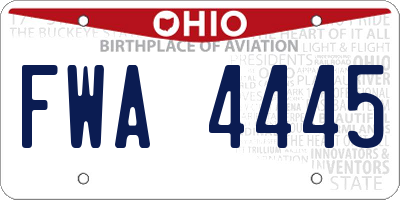 OH license plate FWA4445