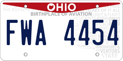 OH license plate FWA4454