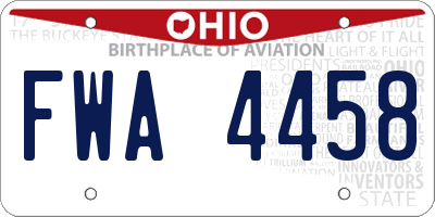 OH license plate FWA4458