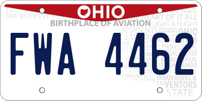 OH license plate FWA4462