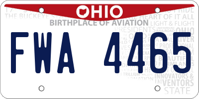 OH license plate FWA4465