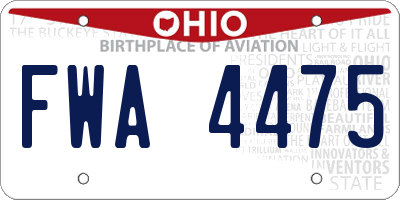 OH license plate FWA4475