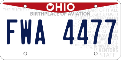 OH license plate FWA4477