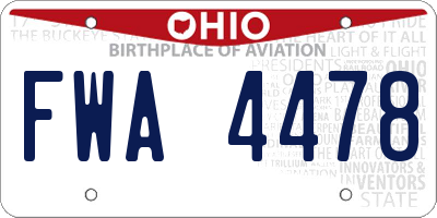 OH license plate FWA4478