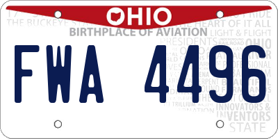 OH license plate FWA4496