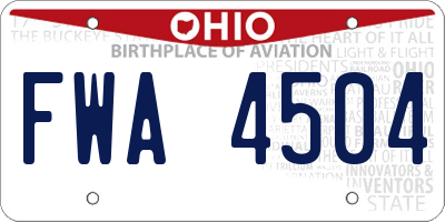 OH license plate FWA4504