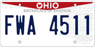 OH license plate FWA4511