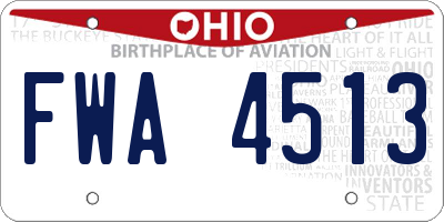 OH license plate FWA4513