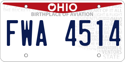 OH license plate FWA4514