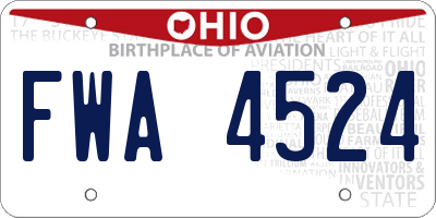 OH license plate FWA4524