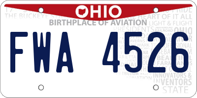 OH license plate FWA4526